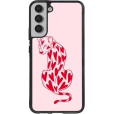 Coque Samsung Galaxy S22+ - Silicone rigide noir Leopard with hearts 2026