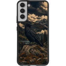 Samsung Galaxy S22+ Case Hülle - Silikon schwarz Linocut Grosser Rabe