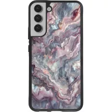 Coque Samsung Galaxy S22+ - Silicone rigide noir Marbre violette argentée