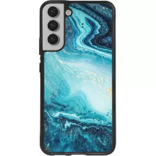 Coque Samsung Galaxy S22+ - Silicone rigide noir Sea Foam Blue