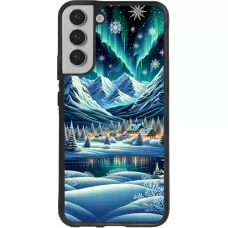 Coque Samsung Galaxy S22+ - Silicone rigide noir Snowy Mountain Village Lake night