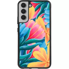 Samsung Galaxy S22+ Case Hülle - Silikon schwarz Spring 23 colorful flowers
