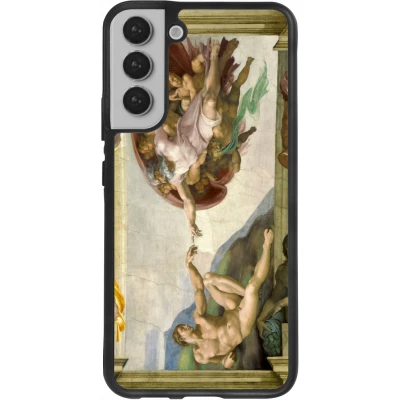 Coque Samsung Galaxy S22+ - Silicone rigide noir Tableau art - La Création d’Adam - Michel-Ange