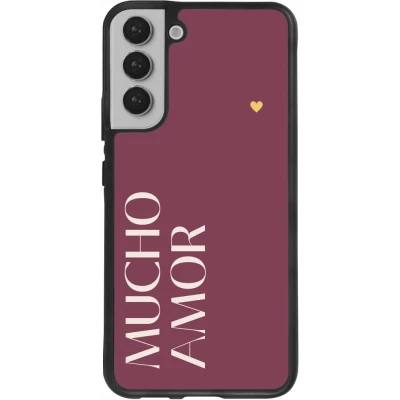 Coque Samsung Galaxy S22+ - Silicone rigide noir Valentine 2024 mucho amor rosado