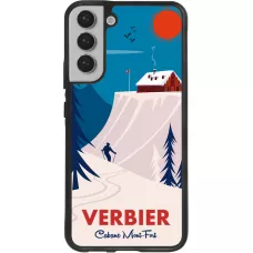 Coque Samsung Galaxy S22+ - Silicone rigide noir Verbier Cabane Mont-Fort