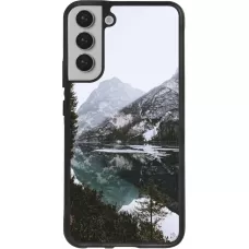 Coque Samsung Galaxy S22+ - Silicone rigide noir Winter 22 snowy mountain and lake