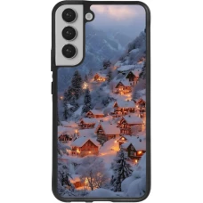 Coque Samsung Galaxy S22+ - Silicone rigide noir Winter 25 Winter snowy village