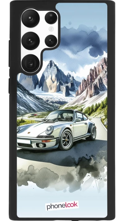 Samsung Galaxy S22 Ultra Case Hülle - Silikon schwarz Porsche 911 Berg Aquarell