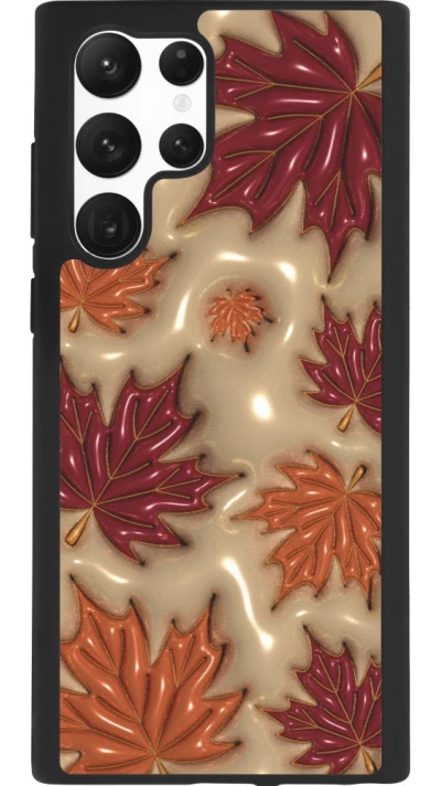 Coque Samsung Galaxy S22 Ultra - Silicone rigide noir Autumn 26 3D leaves