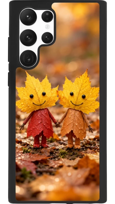Coque Samsung Galaxy S22 Ultra - Silicone rigide noir Autumn 26 Couple of leaves