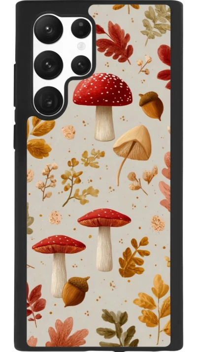 Coque Samsung Galaxy S22 Ultra - Silicone rigide noir Autumn 26 Mushrooms and leaves