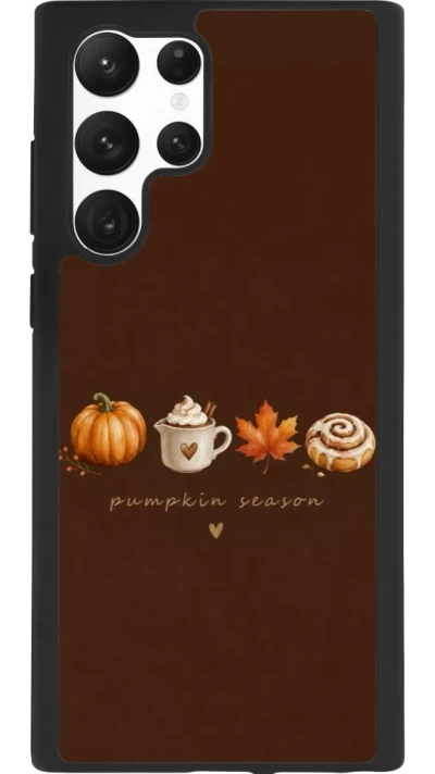 Coque Samsung Galaxy S22 Ultra - Silicone rigide noir Autumn 26 Pumpkin season