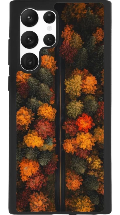 Coque Samsung Galaxy S22 Ultra - Silicone rigide noir Autumn 26 Road in autumn