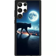Samsung Galaxy S22 Ultra Case Hülle - Silikon schwarz Schwarze Katze unter dem Vollmond
