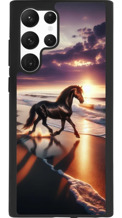 Samsung Galaxy S22 Ultra Case Hülle - Silikon schwarz Pferd majestätisch Strand