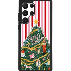 Coque Samsung Galaxy S22 Ultra - Silicone rigide noir Christmas 25 Happy Holiday