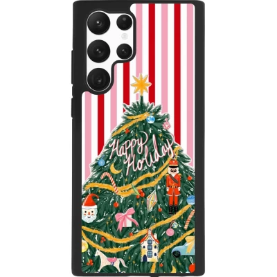 Coque Samsung Galaxy S22 Ultra - Silicone rigide noir Christmas 25 Happy Holiday