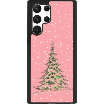Coque Samsung Galaxy S22 Ultra - Silicone rigide noir Christmas 25 Pink Tree