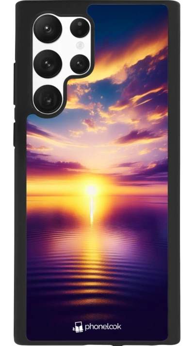 Samsung Galaxy S22 Ultra Case Hülle - Silikon schwarz Sonnenuntergang gelb violett