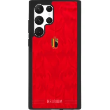 Coque Samsung Galaxy S22 Ultra - Silicone rigide noir Maillot de football Belgique 2026 personnalisable