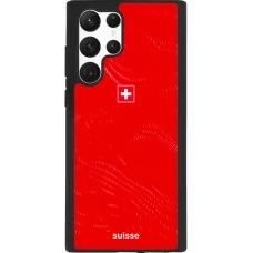 Coque Samsung Galaxy S22 Ultra - Silicone rigide noir Maillot de football Suisse 2026 personnalisable