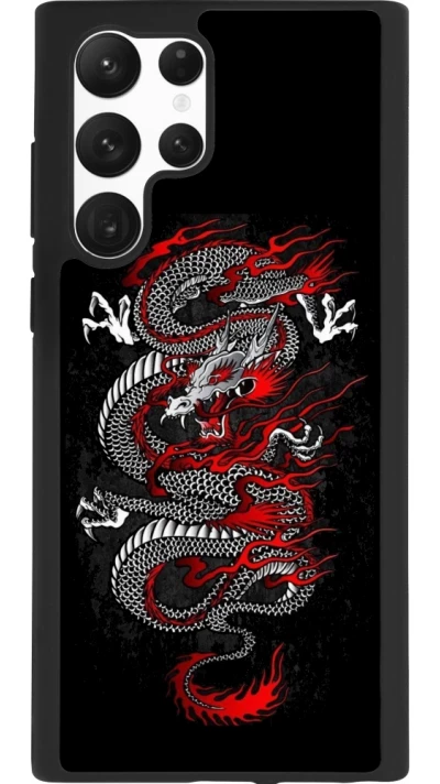 Samsung Galaxy S22 Ultra Case Hülle - Silikon schwarz Japanese style Dragon Tattoo Red Black