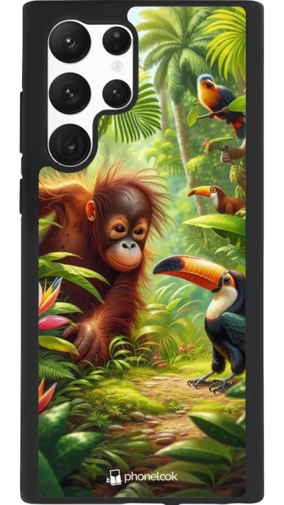 Samsung Galaxy S22 Ultra Case Hülle - Silikon schwarz Tropischer Dschungel Tayrona