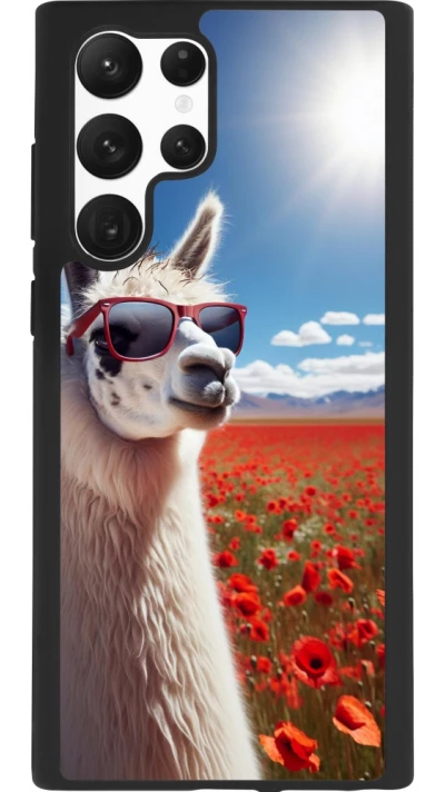 Samsung Galaxy S22 Ultra Case Hülle - Silikon schwarz Lama Chic in Mohnblume