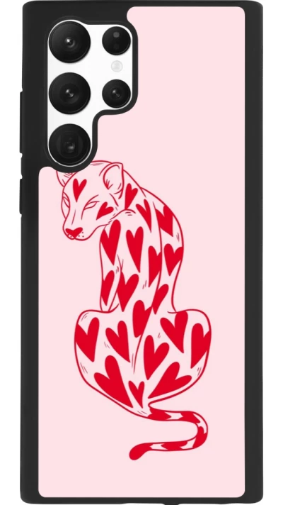 Samsung Galaxy S22 Ultra Case Hülle - Silikon schwarz Leopard with hearts 2026