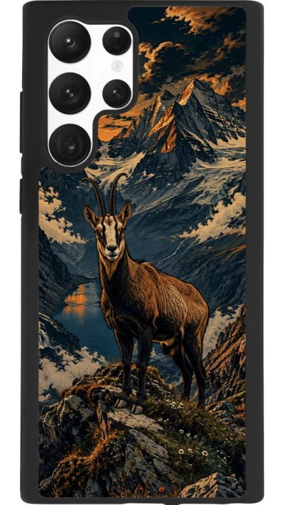 Coque Samsung Galaxy S22 Ultra - Silicone rigide noir Linocut Chamois