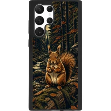 Samsung Galaxy S22 Ultra Case Hülle - Silikon schwarz Linocut Eichhörnchen