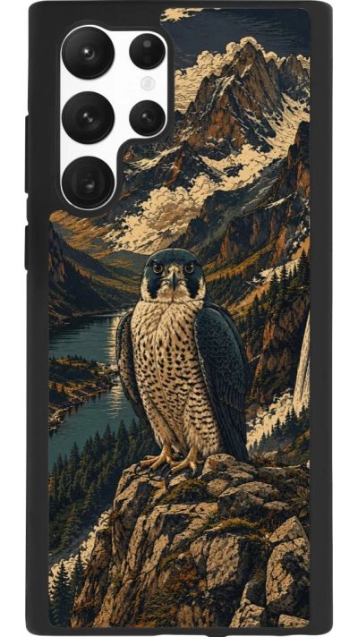 Coque Samsung Galaxy S22 Ultra - Silicone rigide noir Linocut Faucun pèlerin
