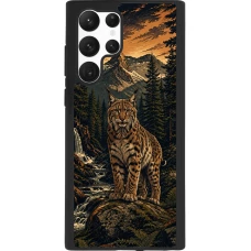 Samsung Galaxy S22 Ultra Case Hülle - Silikon schwarz Linocut Luchs