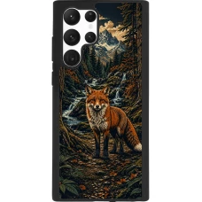 Samsung Galaxy S22 Ultra Case Hülle - Silikon schwarz Linocut Fuchs