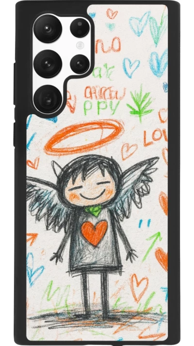 Samsung Galaxy S22 Ultra Case Hülle - Silikon schwarz Little Angel Sketch Love