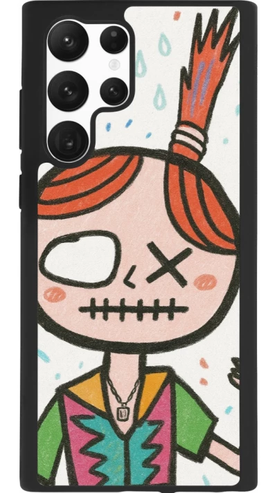 Samsung Galaxy S22 Ultra Case Hülle - Silikon schwarz Little Girl Sketch
