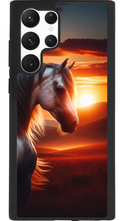 Samsung Galaxy S22 Ultra Case Hülle - Silikon schwarz Majestätischer Sonnenuntergang Pferd