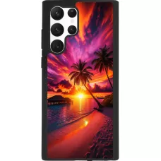 Samsung Galaxy S22 Ultra Case Hülle - Silikon schwarz Malediven Abenddämmerung Glückseligkeit