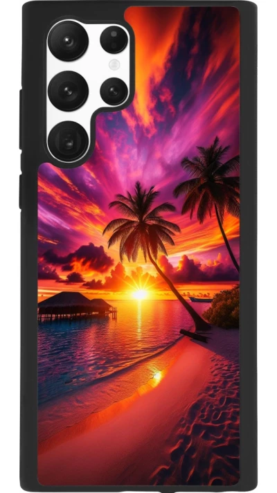Samsung Galaxy S22 Ultra Case Hülle - Silikon schwarz Malediven Abenddämmerung Glückseligkeit