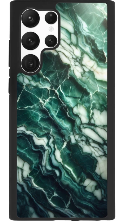 Samsung Galaxy S22 Ultra Case Hülle - Silikon schwarz Majestätischer grüner Marmor