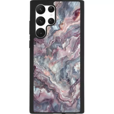 Samsung Galaxy S22 Ultra Case Hülle - Silikon schwarz Violetter silberner Marmor