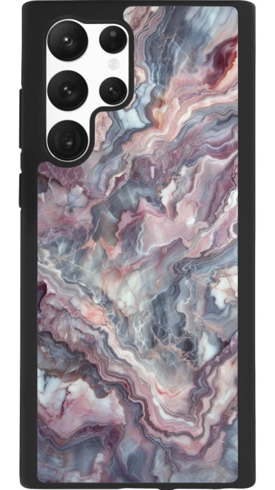 Samsung Galaxy S22 Ultra Case Hülle - Silikon schwarz Violetter silberner Marmor