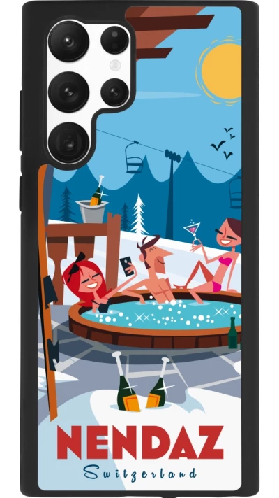 Samsung Galaxy S22 Ultra Case Hülle - Silikon schwarz Nendaz Mountain Jacuzzi
