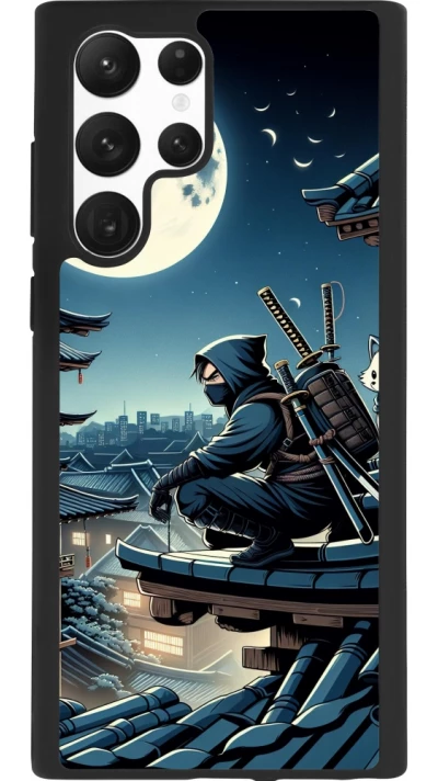 Samsung Galaxy S22 Ultra Case Hülle - Silikon schwarz Ninja unter dem Mond