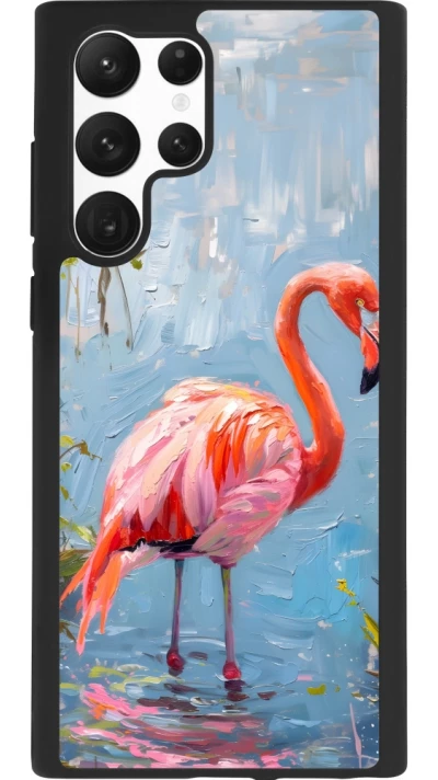 Samsung Galaxy S22 Ultra Case Hülle - Silikon schwarz Paint Flamingo