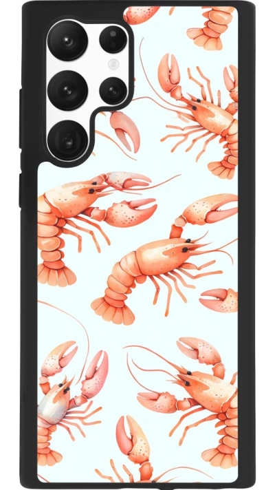 Samsung Galaxy S22 Ultra Case Hülle - Silikon schwarz Muster von pastellfarbenen Hummern