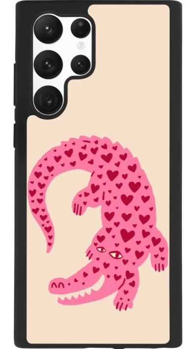 Samsung Galaxy S22 Ultra Case Hülle - Silikon schwarz Pink crocodile 2026