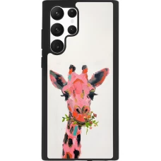 Samsung Galaxy S22 Ultra Case Hülle - Silikon schwarz Pink Girafe Paint