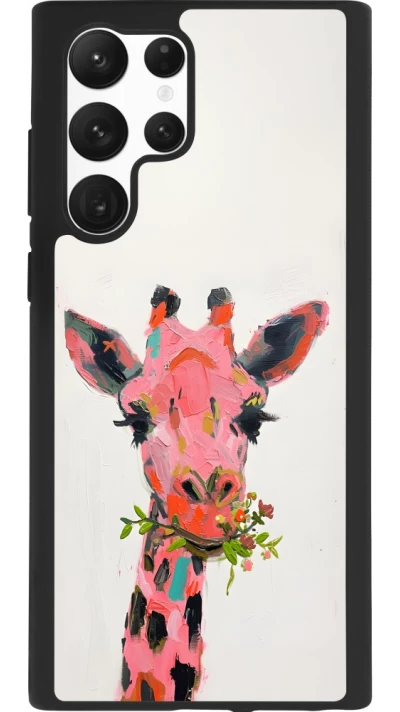 Samsung Galaxy S22 Ultra Case Hülle - Silikon schwarz Pink Girafe Paint