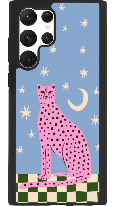 Samsung Galaxy S22 Ultra Case Hülle - Silikon schwarz Pink leopard with stars 2026